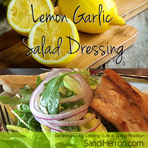 Lemon Garlic Salad Dressing drizzled over fresh greens and vegetables is a compliment compliment to any healthy menu!